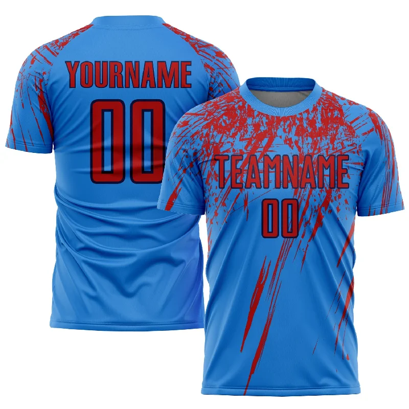 Football Jersey For Group Event Orders-Custom Powder Blue Red-Navy Sublimation Soccer Uniform Jersey