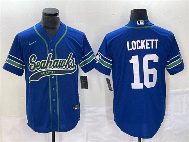 Baseball Jersey For Limited-Time Custom Orders-Men's Seattle Seahawks #16 Tyler Lockett Royal Throwback Cool Base Stitched Baseball Jersey