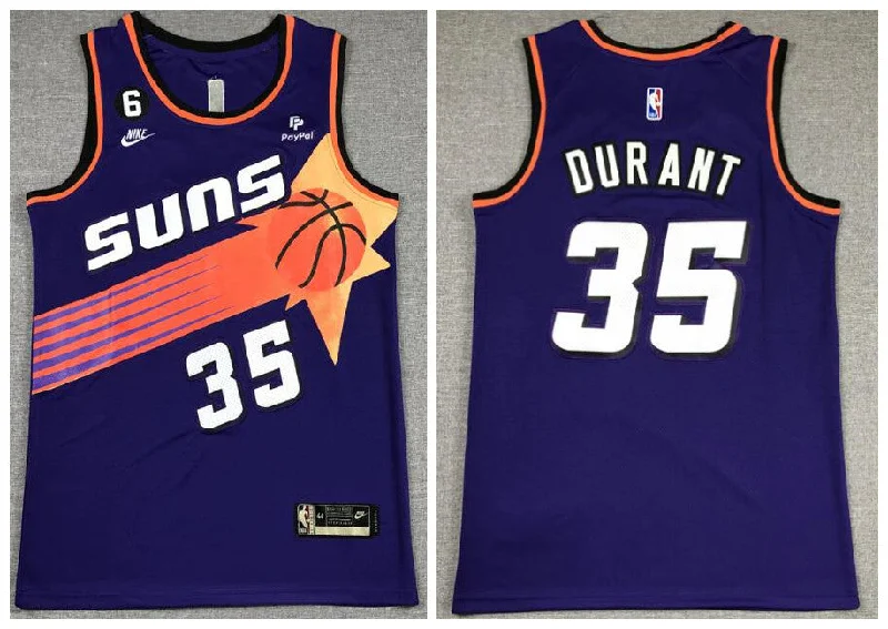 Basketball Jersey For Fan Club Apparel-Suns 35 Kevin Durant Purple City Edition Swingman Basketball Jersey