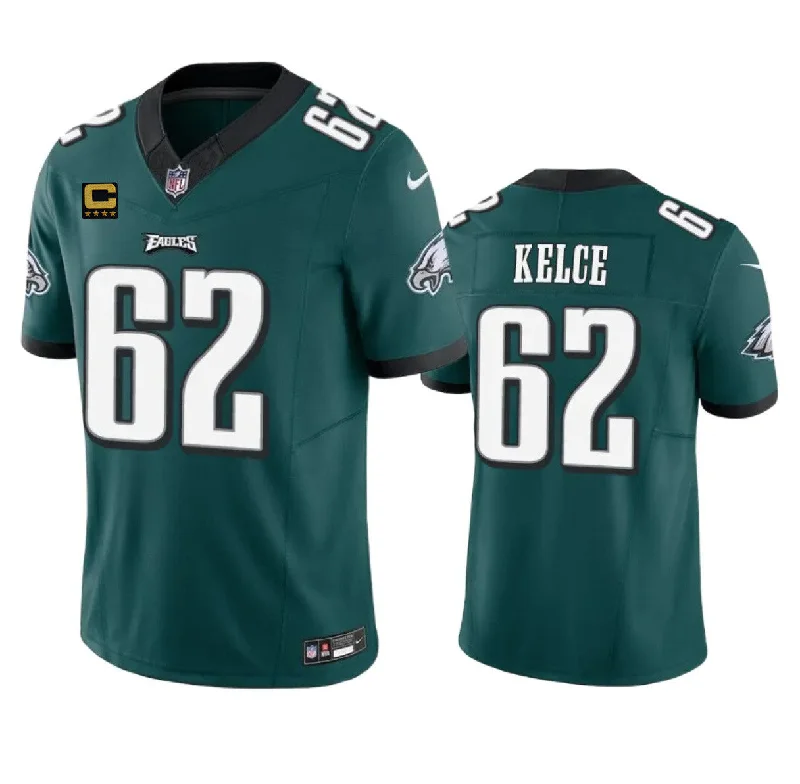 Football Jersey For Team Customization-Men's Philadelphia Eagles #62 Jason Kelce Green 2023 F.U.S.E. With 4-Star C Patch Vapor Untouchable Limited Football Stitched Jersey