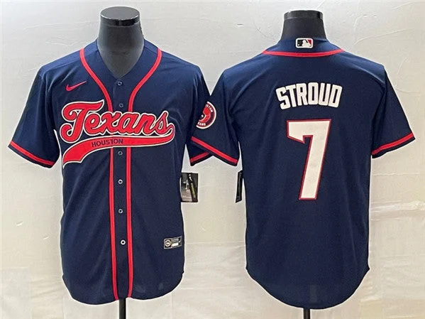 Baseball Jersey With Team Logo-Men's Houston Texans #7 C.J. Stroud Navy With Patch Cool Base Stitched Baseball Jersey