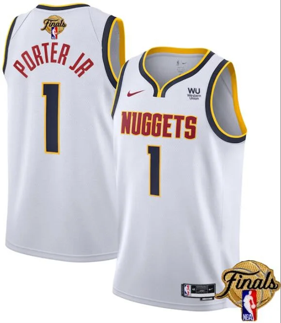 Basketball Jersey For Team Customization-Nuggets 1 Michael Porter Jr. White 2023 Finals Patch Association Edition Swingman Basketball Jersey