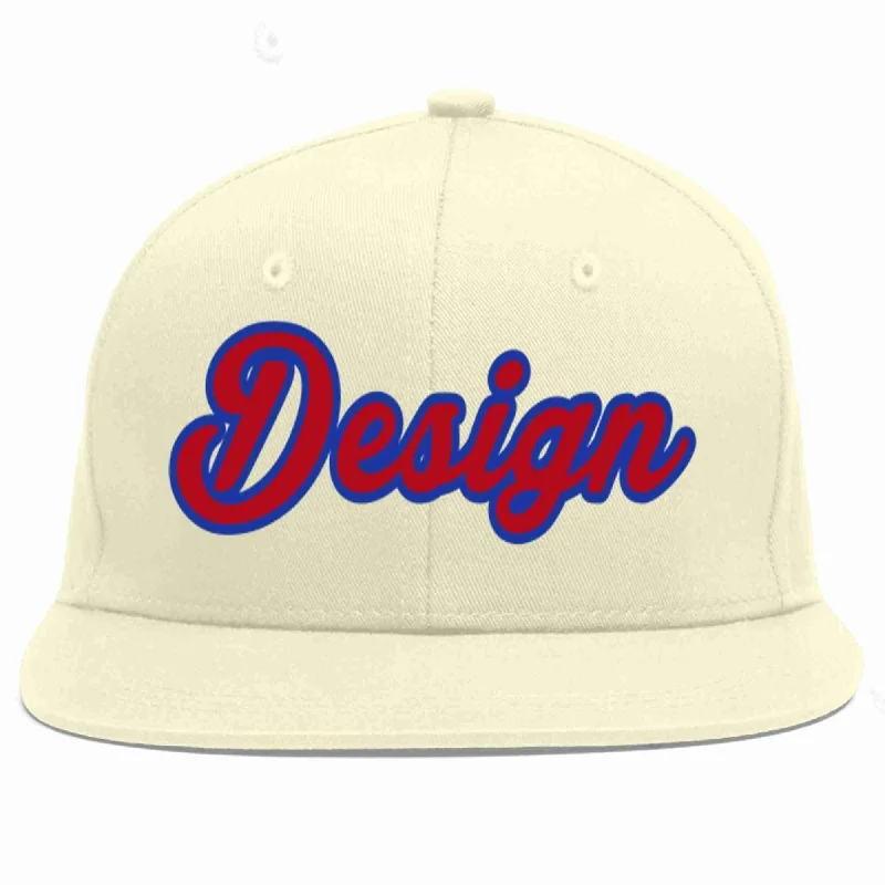 Baseball Cap For Comfort And Style-Custom Cream Red-Royal Flat Eaves Sport Baseball Cap Design for Men/Women/Youth