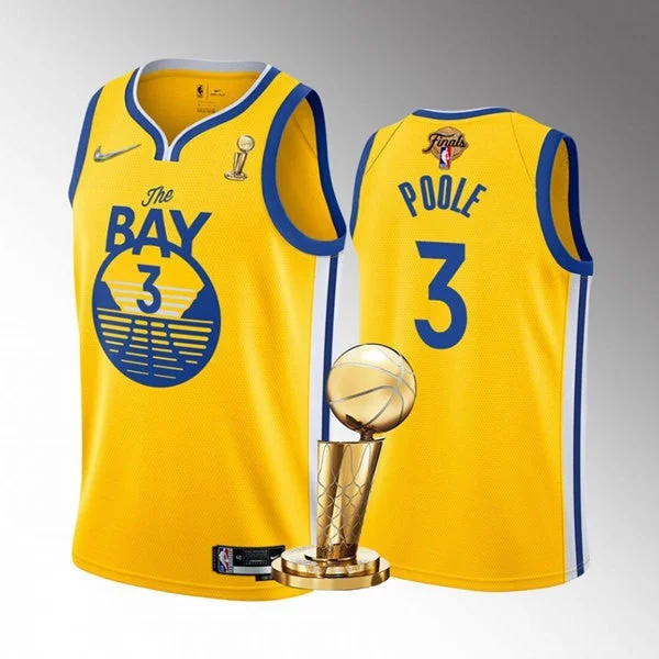 Basketball Jersey With Custom Colors-Warriors 3 Jordan Poole Yellow 2022 Finals Champions Swingman Basketball Jersey