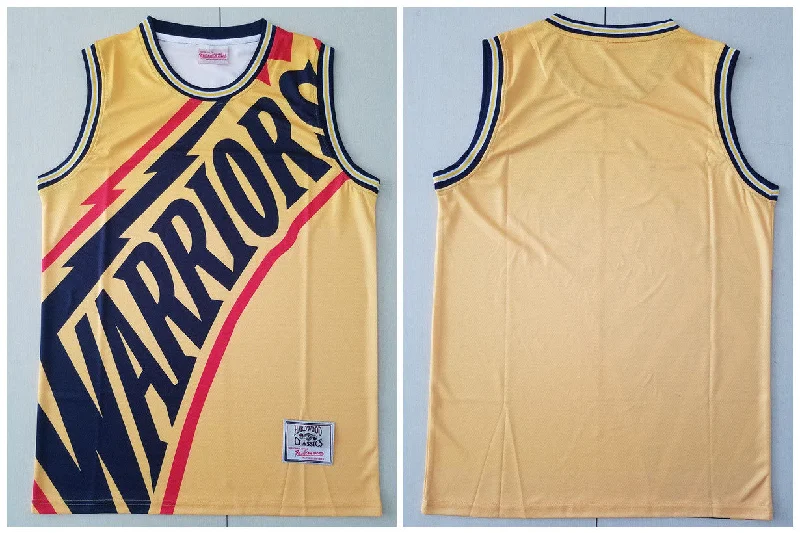 Basketball Jersey For Softball And Basketball Fans-Warriors Big Face Yellow Hardwood Classics Swingman Basketball Jersey