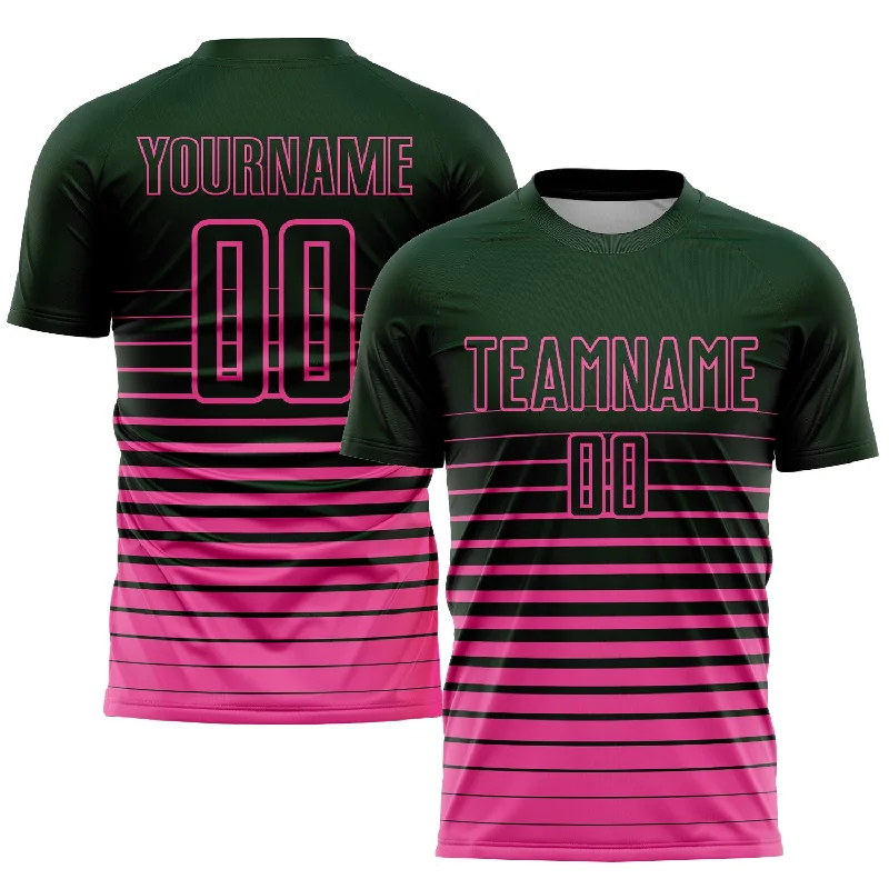 Football Jersey For Football Leagues-Custom Green Pink Pinstripe Fade Fashion Sublimation Soccer Uniform Jersey