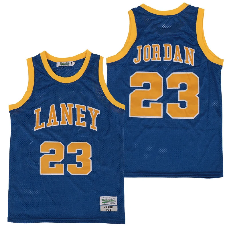 Basketball Jersey For Youth Sports Gear-Laney 23 Michael Jordan White High School Mesh Basketball Basketball Jersey