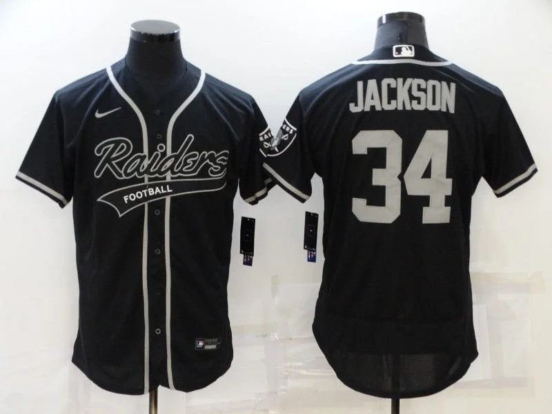 Baseball Jersey For Sale-Men's Las Vegas Raiders #34 Bo Jackson Black Stitched Flex Base Baseball Jersey