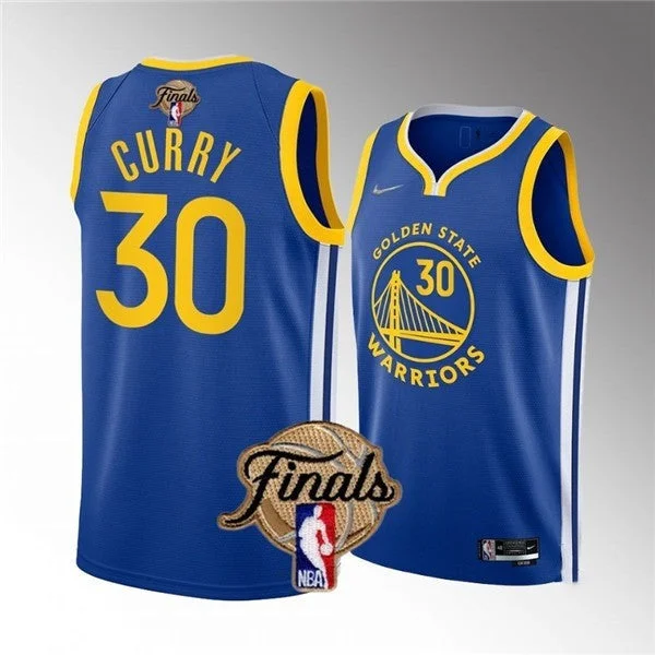 Basketball Jersey With Name And Number-Warriors 30 Stephen Curry Blue 2022 Finals Swingman Basketball Jersey