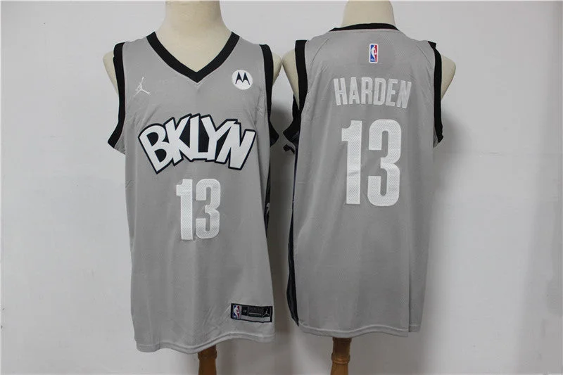 Basketball Jersey For Game Day Apparel Orders-Nets 13 James Harden Gray 2021 Swingman Basketball Jersey