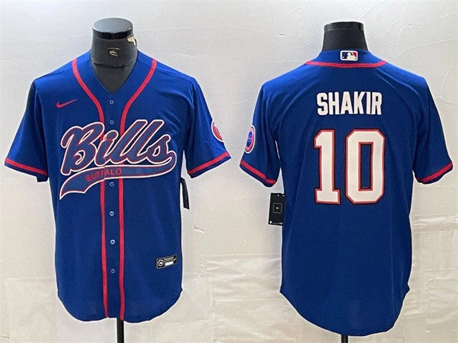 Baseball Jersey For Personalized School Spirit Gear-Men's Buffalo Bills #10 Khalil Shakir With Patch Cool Base Stitched Baseball Jersey