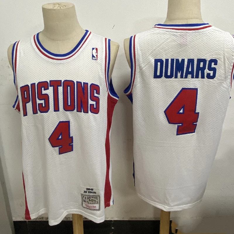 Basketball Jersey For College Sports Teams-Pistons 4 Joe Dumars White 1988-89 Hardwood Classics Mesh Basketball Jersey