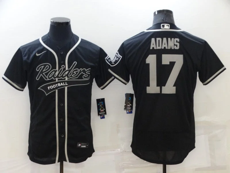 Baseball Jersey For Supporters Of Custom Teams-Men's Las Vegas Raiders #17 Davante Adams Black Stitched Flex Base Baseball Jersey