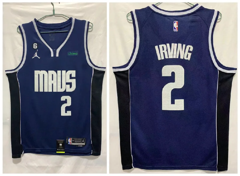 Basketball Jersey For Custom Player Numbers-Mavericks 2 Kyrie Irving Navy City Edition Swingman Basketball Jersey