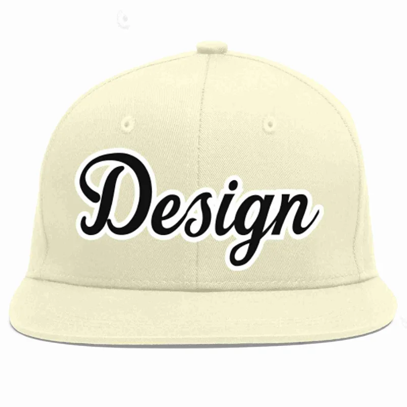 Baseball Cap For Customized Branding-Custom Cream Black-White Flat Eaves Sport Baseball Cap Design for Men/Women/Youth