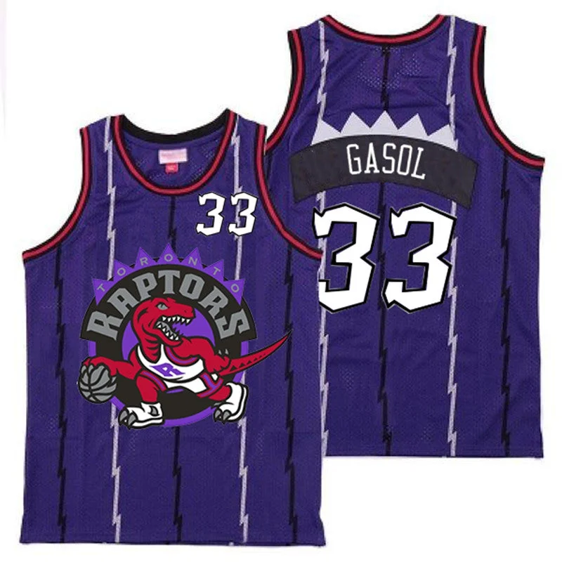 Basketball Jersey For College Teams-Raptors 33 Marc Gasol Purple Big Logo Retro Basketball Jersey