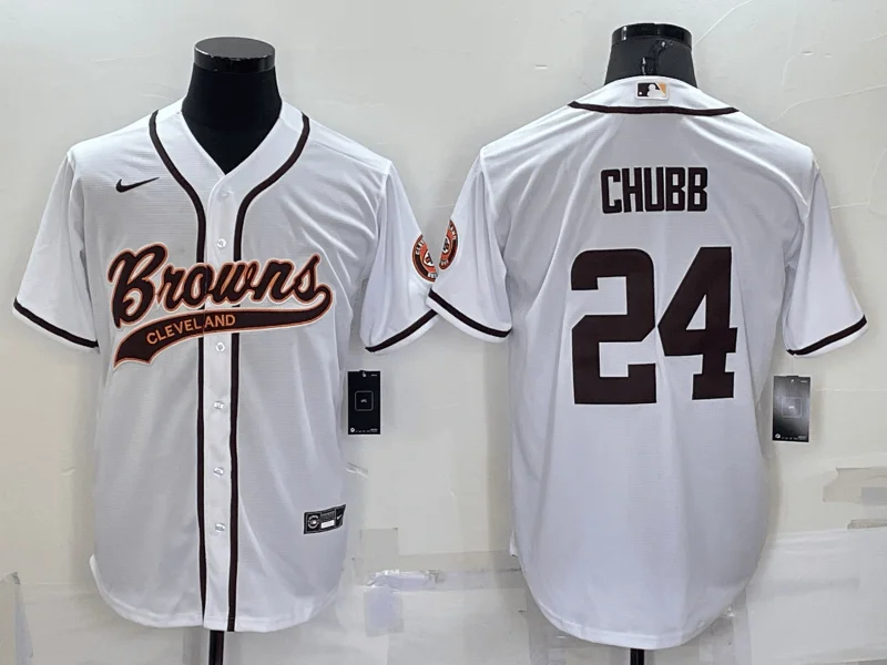 Baseball Jersey For Special Edition Designs-Men's Cleveland Browns #24 Nick Chubb White Stitched Cool Base Baseball Jersey