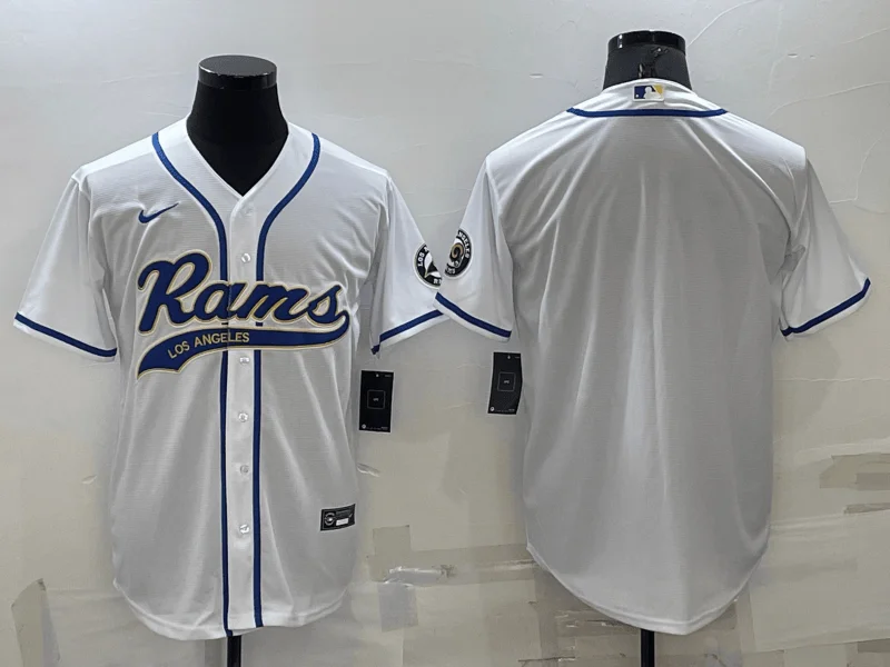 Baseball Jersey For Custom Fan Apparel-Men's Los Angeles Rams Blank White Stitched Cool Base Baseball Jersey