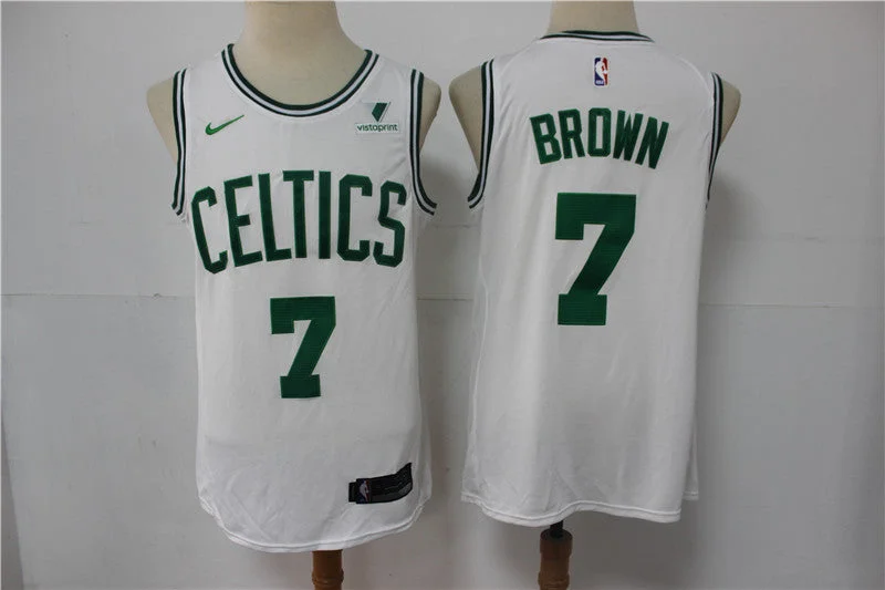 Basketball Jersey For Team Uniforms-Celtics 7 Jaylen Brown White Swingman Basketball Jersey