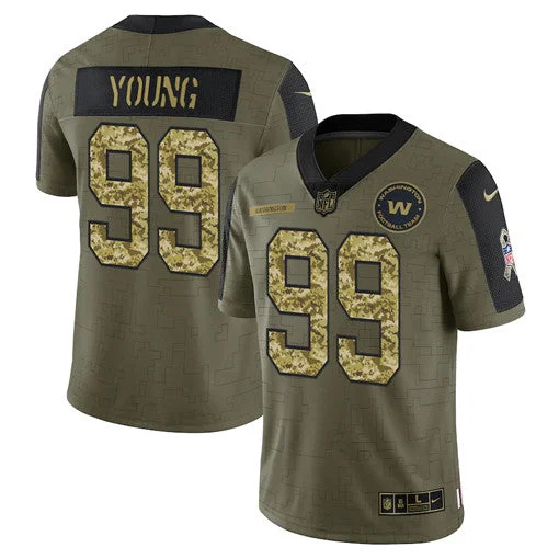 Football Jersey For Group And Fan Merchandise-Men's Washington Football Team #99 Chase Young 2021 Olive Camo Salute To Service Limited Stitched Jersey