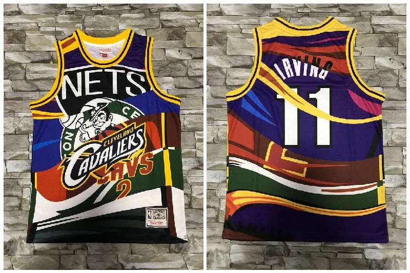 Basketball Jersey For Personalized Team Orders-Nets and Multi Team 11 Kyrie Irving Big Face Color Hardwood Classics Swingman Basketball Jersey