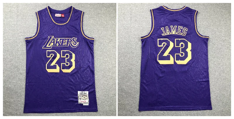 Basketball Jersey For School Teams-Lakers 23 Lebron James Purple 2008-19 Hardwood Classics Basketball Jersey