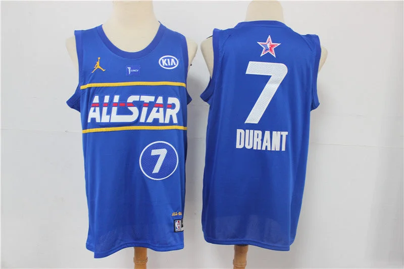 Basketball Jersey For Supporters Of Custom Teams-Nets 7 Kevin Durant Blue 2021 All-Star Jordan Brand Swingman Basketball Jersey