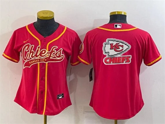 Baseball Jersey With Custom Player Names-Women's Kansas City Chiefs Red Team Big Logo With Patch Cool Base Stitched Baseball Jersey(Run Small)