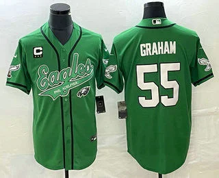 Baseball Jersey For Special Occasions-Men's Philadelphia Eagles #55 Brandon Graham Green C Patch Cool Base Stitched Baseball Jersey