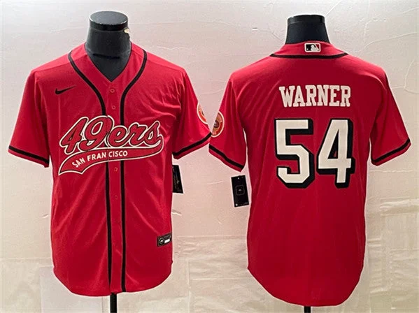 Baseball Jersey For Custom Fan Apparel-Men's San Francisco 49ers #54 Fred Warner New Red Cool Base Stitched Baseball Jersey