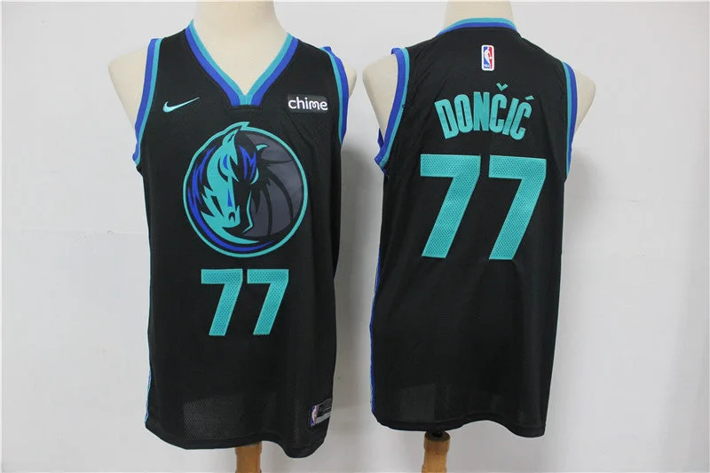 Basketball Jersey For Team Orders And Sales-Mavericks 77 Luka Doncic Black 2019 City Edition Swingman Basketball Jersey