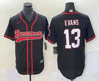 Baseball Jersey For Fanatic Merchandise-Men's Tampa Bay Buccaneers #13 Mike Evans Black With Patch Cool Base Stitched Baseball Jersey