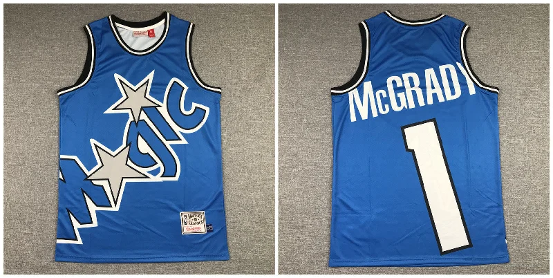 Basketball Jersey For College Tournament Teams-Magic 1 Tracy McGrady Blue Hardwood Classics Basketball Jersey