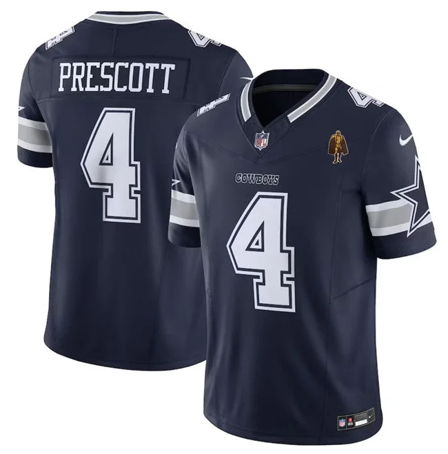 Football Jersey For Team Building Activities-Men's Dallas Cowboys #4 Dak Prescott Navy 2023 F.U.S.E. With Walter Payton Patch Vapor Limited Football Stitched Jersey