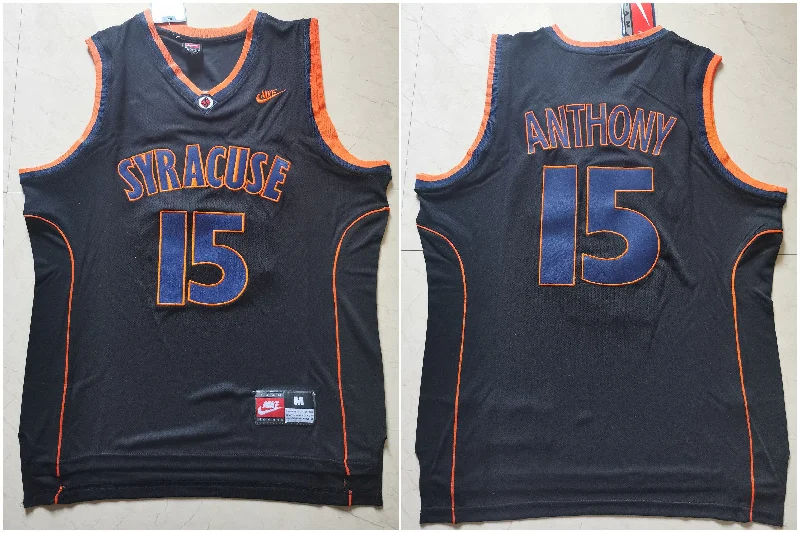 Basketball Jersey For All Ages-Syracuse University 15 Carmelo Anthony Black Basketball College Basketball Jersey