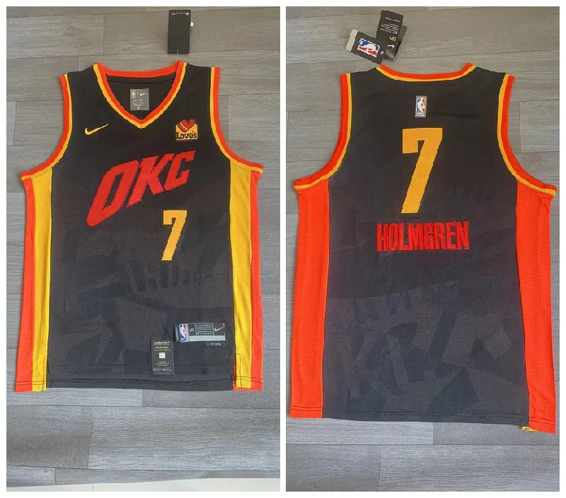 Basketball Jersey For Group Event Orders-Thunder 7 Chet Holmgren Black 2023-24 City Edition Swingman Basketball Jersey