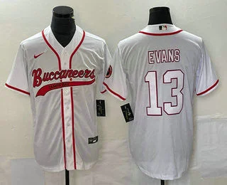 Baseball Jersey For Custom Fan Apparel Sales-Men's Tampa Bay Buccaneers #13 Mike Evans White With Patch Cool Base Stitched Baseball Jersey