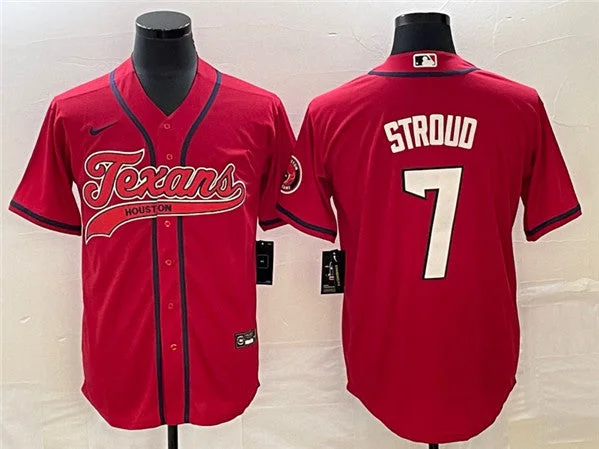 Baseball Jersey With Unique Design-Men's Houston Texans #7 C.J. Stroud Red With Patch Cool Base Stitched Baseball Jersey