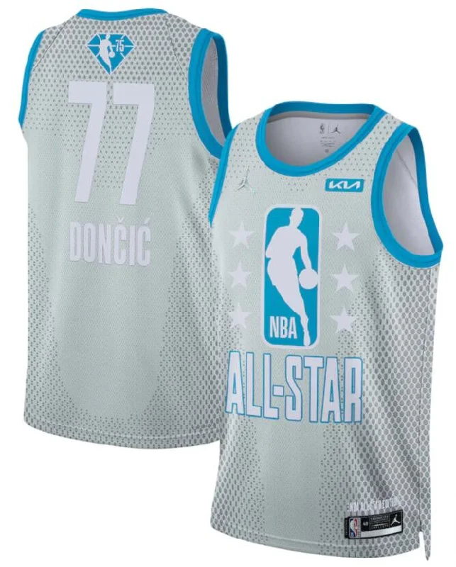 Basketball Jersey With Unique Fabric Options-Mavericks 77 Luka Doncic Gray 2022 All-Star Jordan Brand Swingman Basketball Jersey