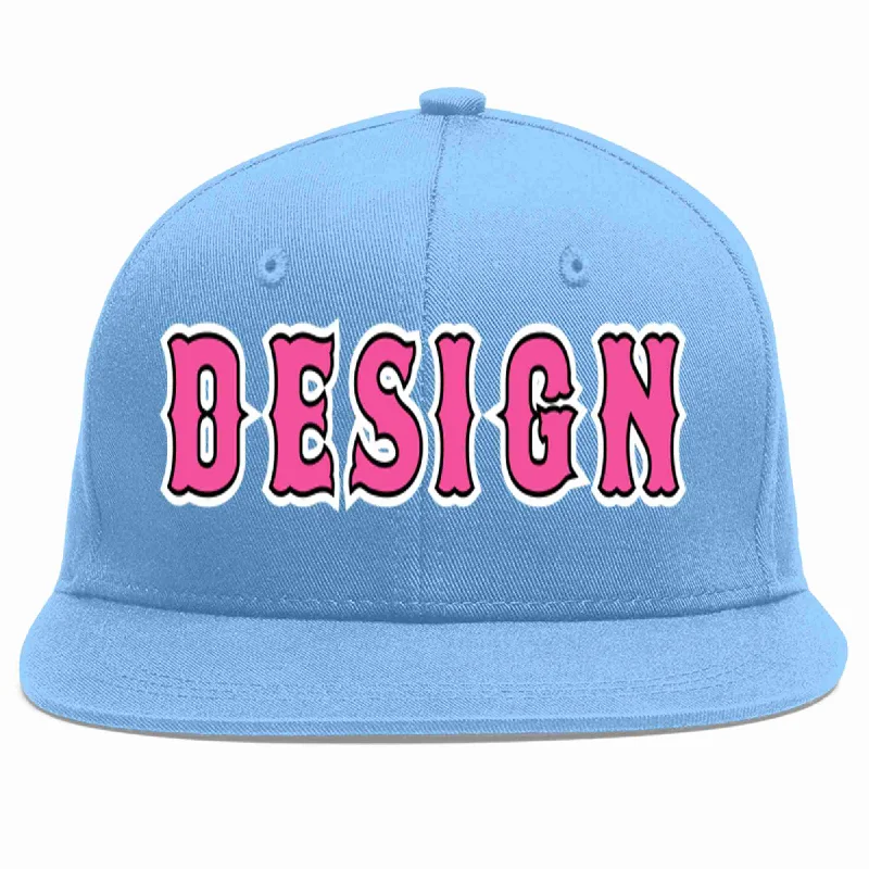 Baseball Cap For Youth Baseball Teams-Custom Light Blue Pink-Black Flat Eaves Sport Baseball Cap Design for Men/Women/Youth