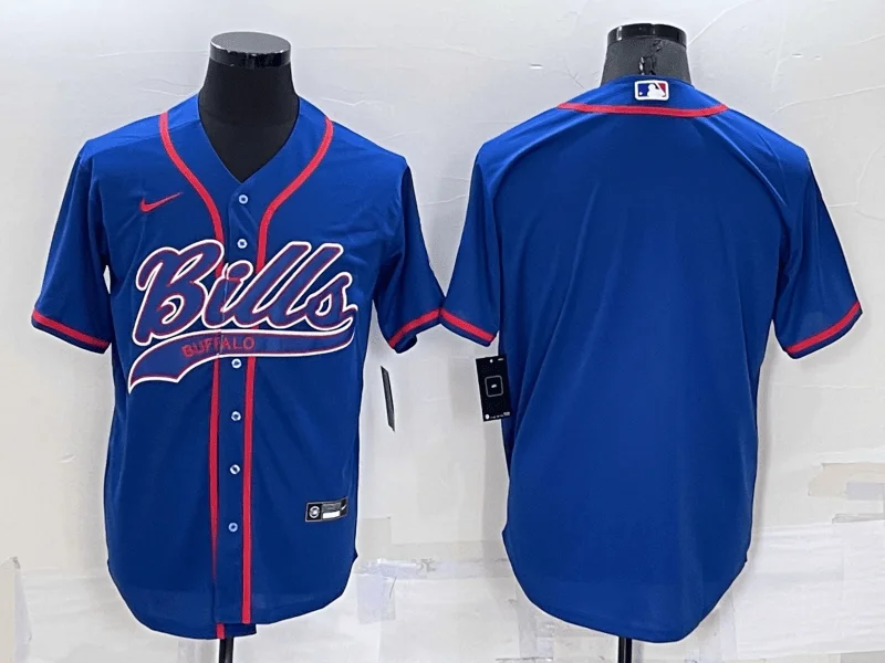 Baseball Jersey For Personalized Fan Gear-Men's Buffalo Bills Blank Blue Stitched Cool Base Baseball Jersey