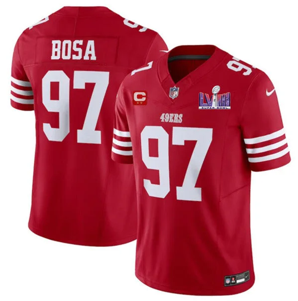 Football Jersey For Merchandise Customization-Men's San Francisco 49ers #97 Nick Bosa Red 2024 F.U.S.E. Super Bowl LVIII Patch And 2-star C Patch Vapor Untouchable Limited Football Stitched Jersey