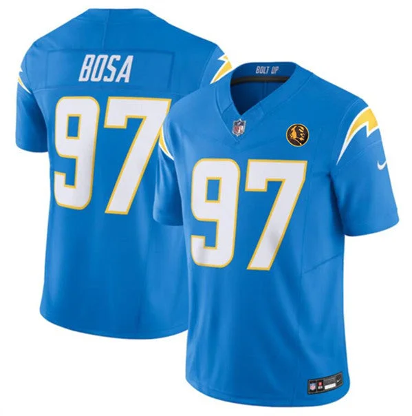 Football Jersey For Custom Football Apparel-Men's Los Angeles Chargers #97 Joey Bosa Light Blue 2023 F.U.S.E. With John Madden Patch Vapor Limited Football Stitched Jersey