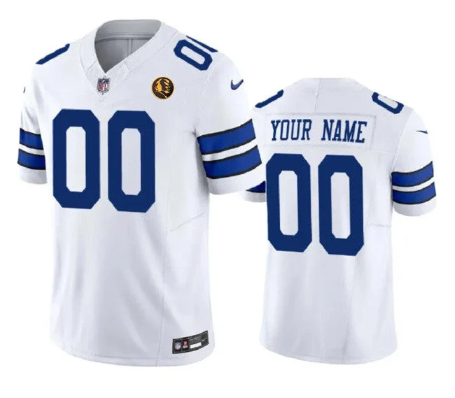 Football Jersey For Team Celebration Merchandise-Men's Dallas Cowboys Active Player Custom White 2023 F.U.S.E. With John Madden Patch Vapor Limited Football Stitched Jersey