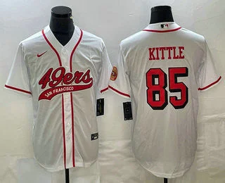 Baseball Jersey For Personalized Youth Gear-Men's San Francisco 49ers #85 George Kittle White Color Rush With Patch Cool Base Stitched Baseball Jersey