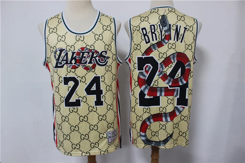 Basketball Jersey For Sale-Lakers 24 Kobe Bryant Gray Gucci Chinese Dragon Hardwood Classics Basketball Jersey