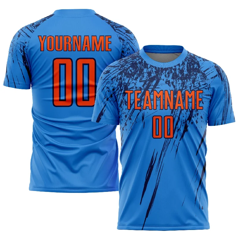 Football Jersey For Fundraiser Apparel-Custom Powder Blue Orange-Navy Sublimation Soccer Uniform Jersey