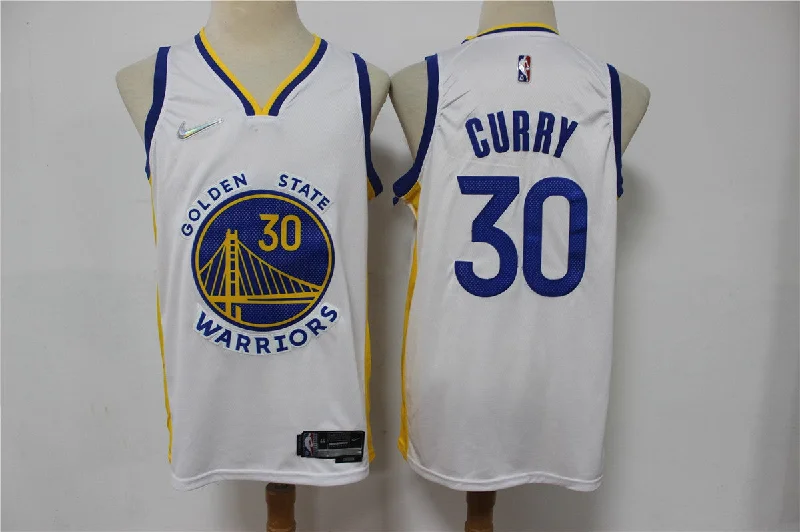 Basketball Jersey For Sports Event Apparel-Warriors 30 Stephen Curry White Diamond 75th Anniversary City Edition Swingman Basketball Jersey