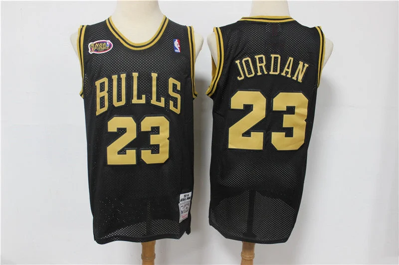 Basketball Jersey With Player Names And Numbers-Bulls 23 Michael Jordan Black Gold Finals Patch Basketball Jersey