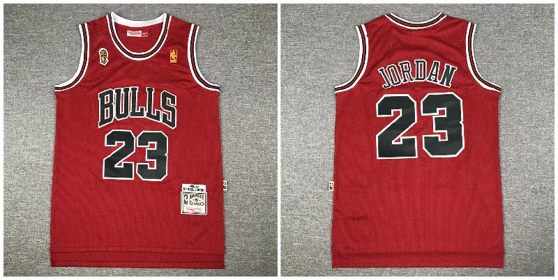 Basketball Jersey For Custom Numbering-Bulls 23 Michael Jordan Red Champions Patch 1996-97 Hardwood Classics Basketball Jersey